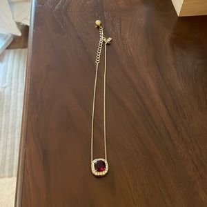 Kate spade gold chain necklace with ruby pendant